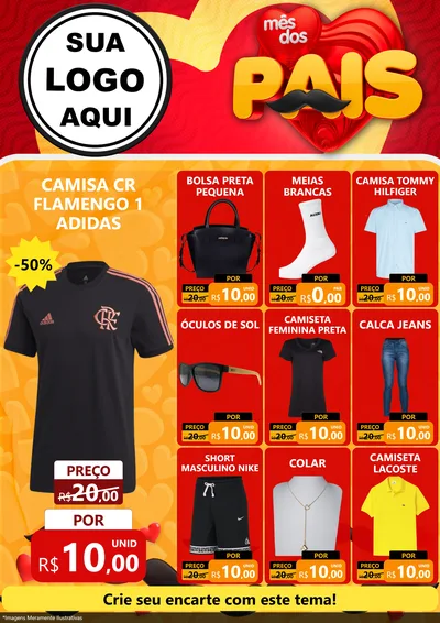 Modelo de Encarte para Encarte A4 Vertical com o tema Mês Dos Pais para Roupas e acessórios
