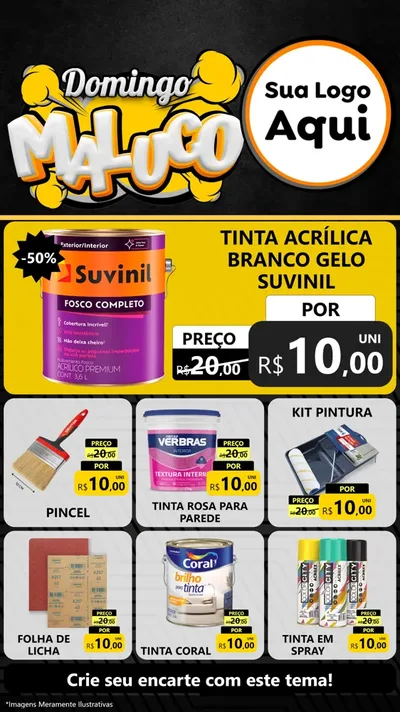 Modelo de Rede Social para Stories com o tema Domingo Maluco para Tintas e Ferramentas