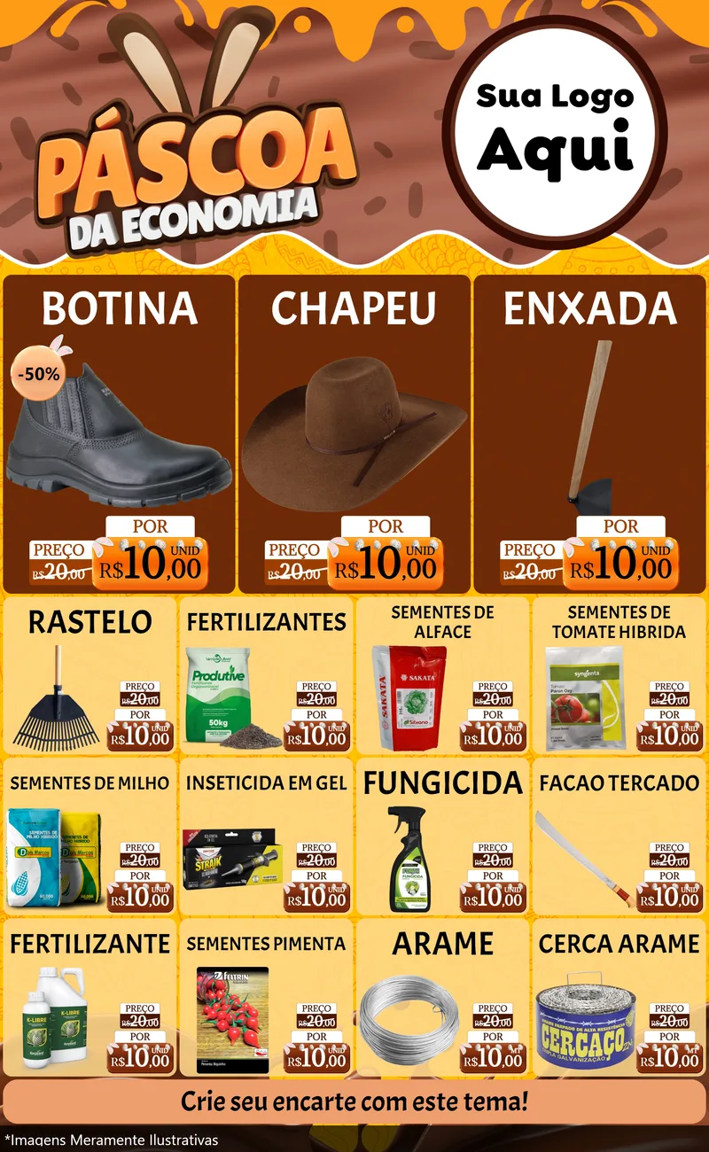 Modelo de Encarte para Encarte Grande com o tema Páscoa da Economia para Agropecuária