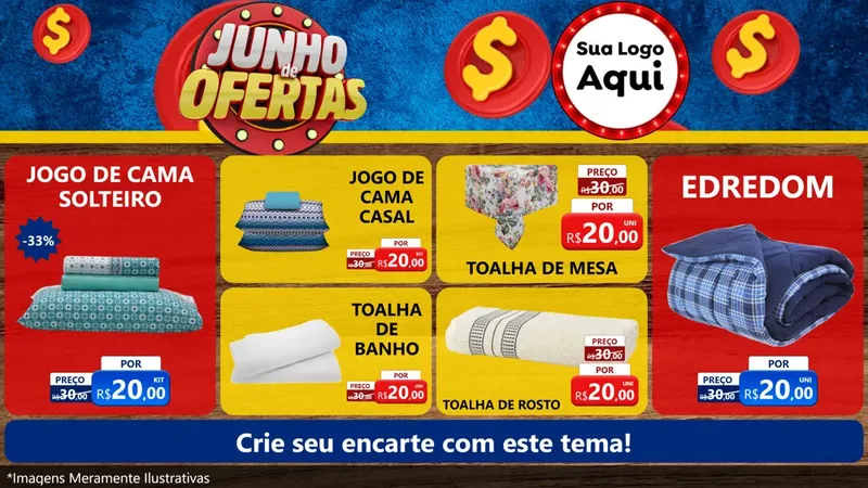 Modelo de TV para TV Horizontal com o tema Junho de Ofertas para Cama, Mesa e Banho