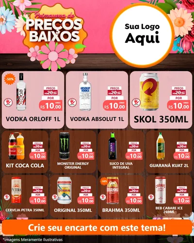 Modelo de Rede Social para Feed Instagram com o tema Primavera de Preços Baixos para Distribuidora de bebidas