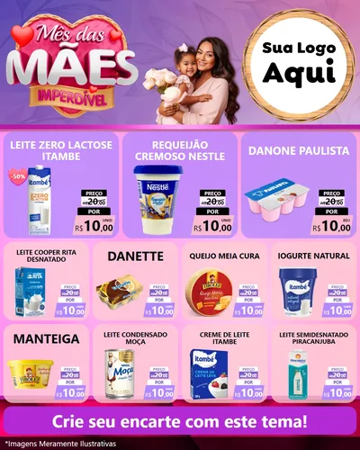 Modelo de Rede Social para Feed Instagram com o tema Mês das Mães Imperdível para Frios e Laticínios