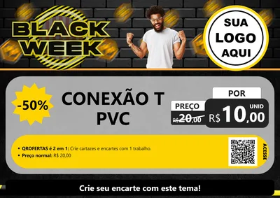 Modelo de Cartaz para Cartaz A4 Horizontal com o tema Black Week para Tubos e conexões