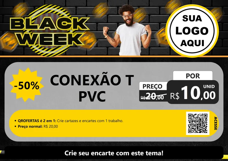 Modelo de Cartaz para Cartaz A4 Horizontal com o tema Black Week para Tubos e conexões