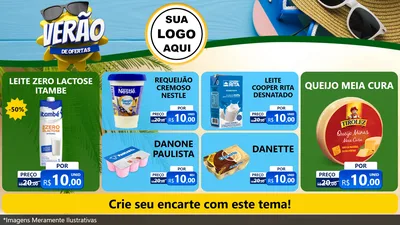 Modelo de TV para TV Horizontal com o tema Verão de Ofertas para Frios e Laticínios