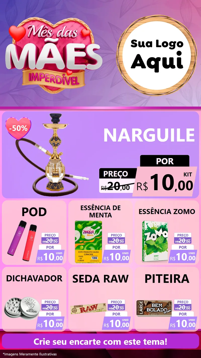 Modelo de Rede Social para Stories com o tema Mês das Mães Imperdível para Tabacaria