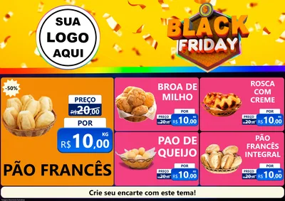 Modelo de Encarte para Encarte A4 Horizontal com o tema Black Friday para Padaria
