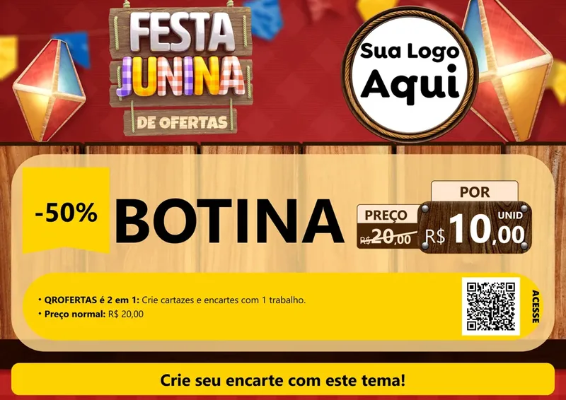 Modelo de Cartaz para Cartaz A4 Horizontal com o tema Festa Junina de Ofertas para Agropecuária