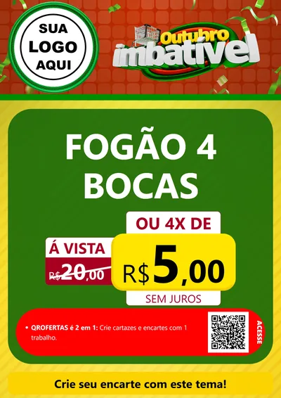 Modelo de Cartaz para Cartaz A4 Vertical com o tema Outubro Imbatível para Móveis e Eletro