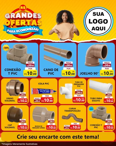 Modelo de Rede Social para Feed Instagram com o tema Grandes Ofertas Para Economizar! para Tubos e conexões