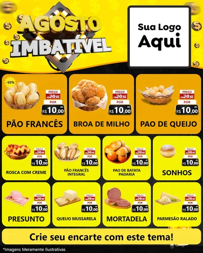 Modelo de Rede Social para Feed Instagram com o tema Agosto Imbatível para Padaria