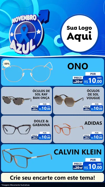 Modelo de TV para TV Vertical com o tema Novembro Azul para Óticas