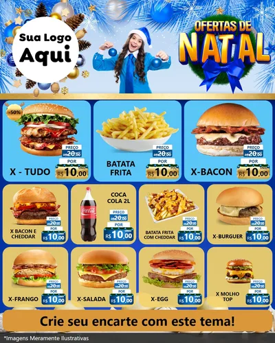 Modelo de Rede Social para Feed Instagram com o tema Ofertas de Natal para Hamburgueria