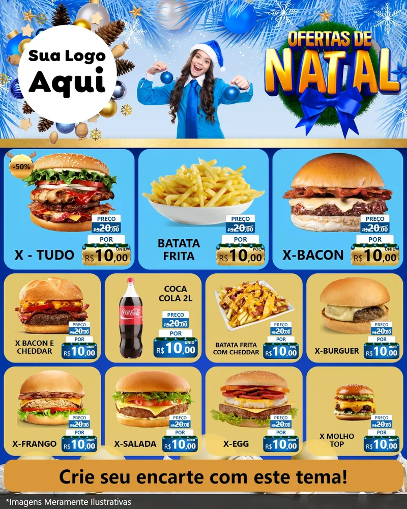 Modelo de Rede Social para Feed Instagram com o tema Ofertas de Natal para Hamburgueria