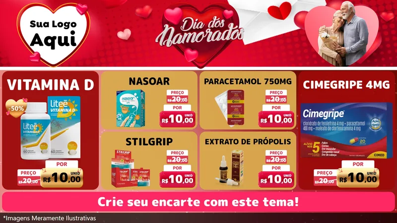 Modelo de TV para TV Horizontal com o tema Dia Dos Namorados para Farmácia