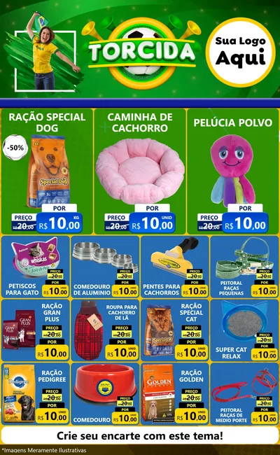 Modelo de Encarte para Encarte Grande com o tema Torcida para Pet Shop