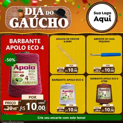 Modelo de Rede Social para Feed Facebook com o tema Dia do Gaúcho para Armarinho e Aviamentos