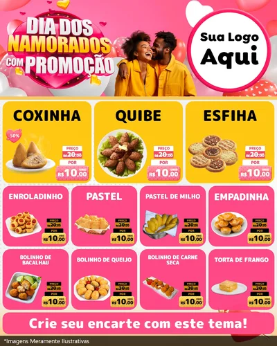 Modelo de Rede Social para Feed Instagram com o tema Dia dos Namorados com Promoção para Salgadaria