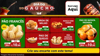 Modelo de TV para TV Horizontal com o tema Dia do Gaúcho para Padaria