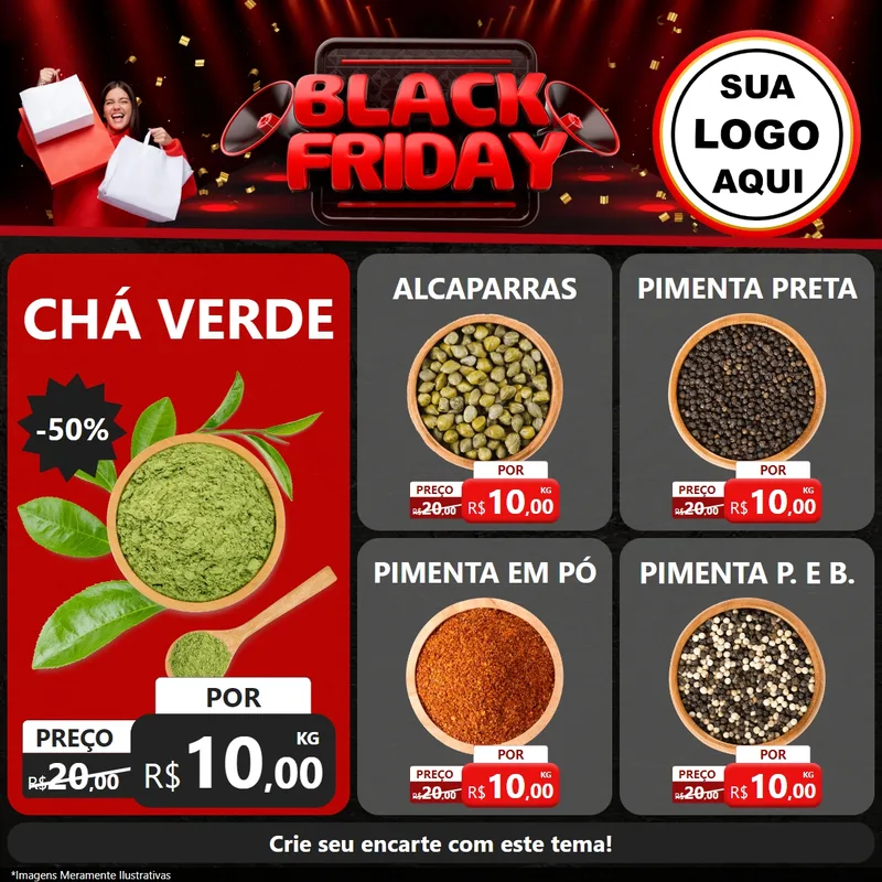 Modelo de Rede Social para Feed Facebook com o tema Black Friday para Produtos Naturais