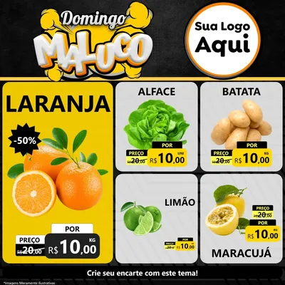Modelo de Rede Social para Feed Facebook com o tema Domingo Maluco para Hortifrúti