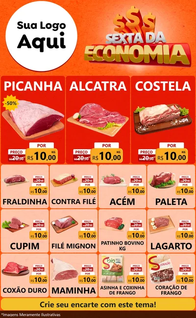 Modelo de Encarte para Encarte Grande com o tema Sexta da Economia para Açougue