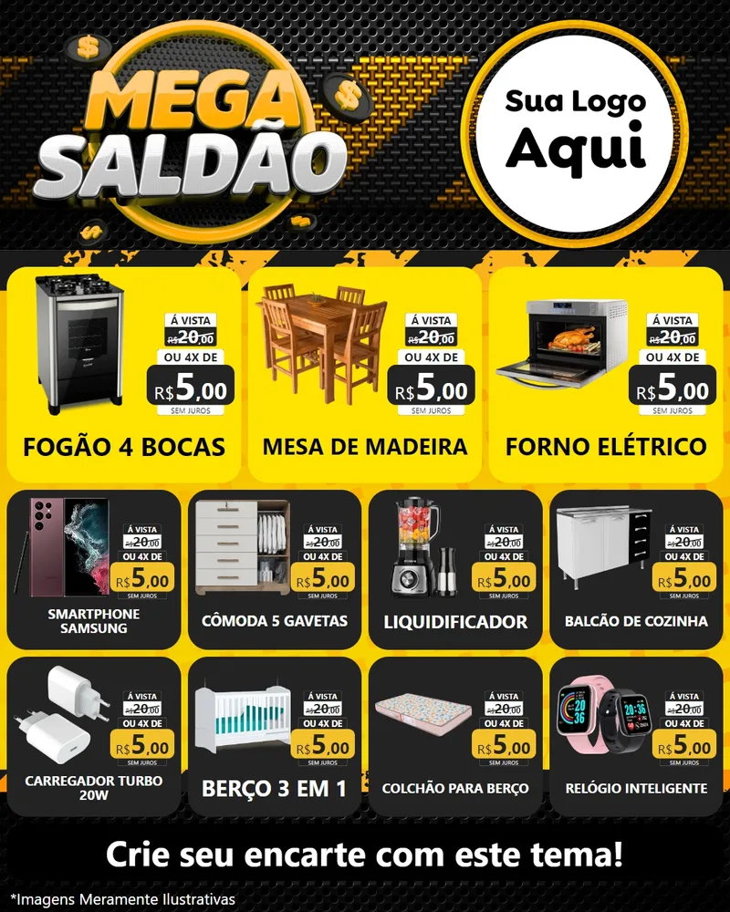 Modelo de Rede Social para Feed Instagram com o tema Mega Saldão para Móveis e Eletro