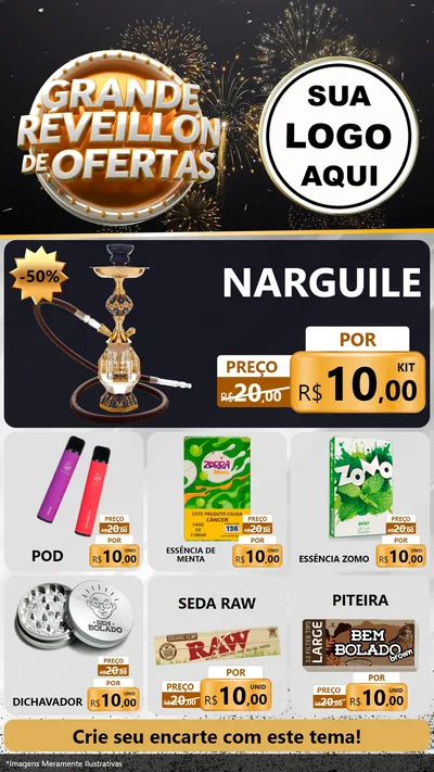 Modelo de Rede Social para Stories com o tema Grande Réveillon de Ofertas para Tabacaria