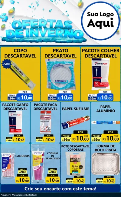 Modelo de Encarte para Encarte Grande com o tema Ofertas de Inverno para Embalagens