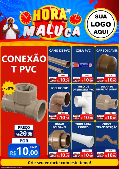 Modelo de Encarte para Encarte A4 Vertical com o tema Hora Maluca para Tubos e conexões