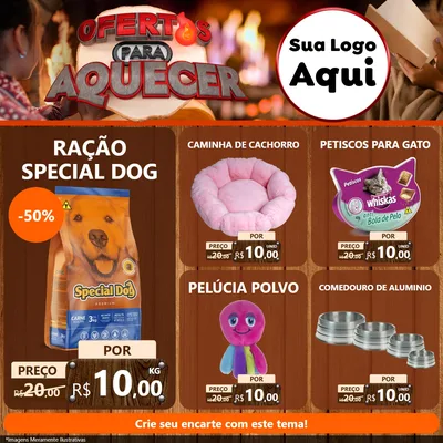 Modelo de Rede Social para Feed Facebook com o tema Ofertas Para Aquecer para Pet Shop