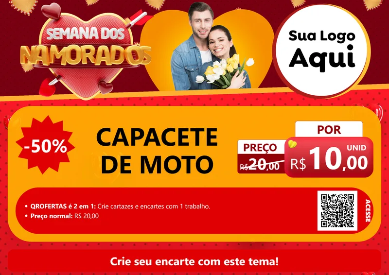 Modelo de Cartaz para Cartaz A4 Horizontal com o tema Semana dos Namorados para Moto peças