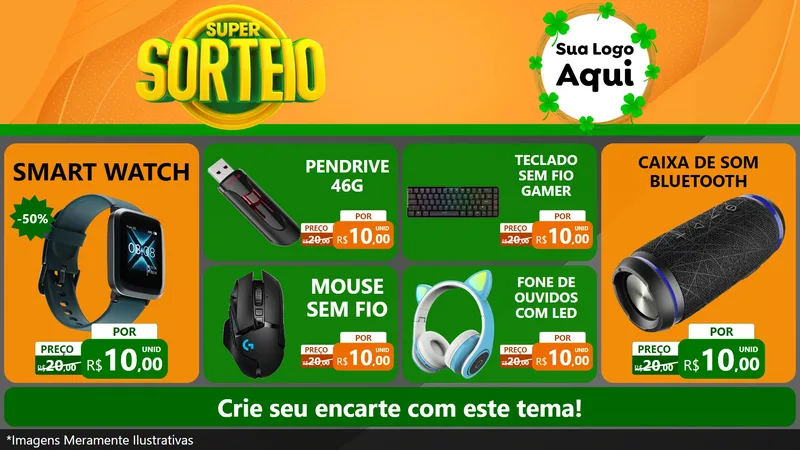 Modelo de TV para TV Horizontal com o tema Super Sorteio para Informática