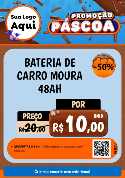 Modelo de Cartaz para Cartaz A4 Vertical com o tema Promoção Páscoa para Baterias Elétricas