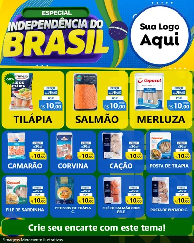 Modelo de Rede Social para Feed Instagram com o tema Especial Independência do Brasil para Peixaria