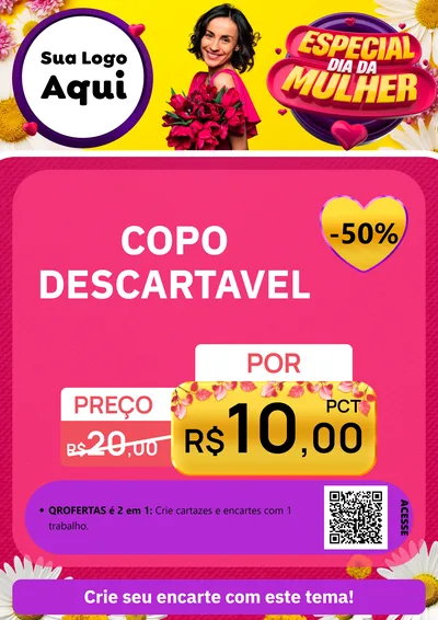 Modelo de Cartaz para Cartaz A4 Vertical com o tema Especial Dia da Mulher para Embalagens