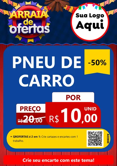 Modelo de Cartaz para Cartaz A4 Vertical com o tema Arraiá de Ofertas para Auto peças