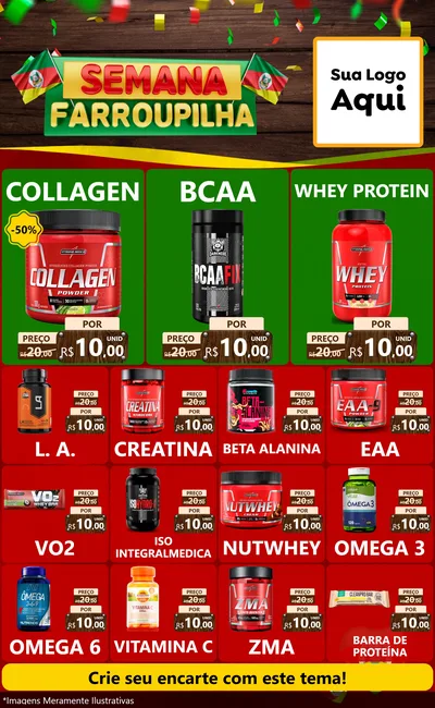 Modelo de Encarte para Encarte Grande com o tema Semana Farroupilha para Suplementos alimentares