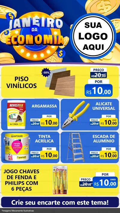 Modelo de TV para TV Vertical com o tema Janeiro da Economia para Material para Construção