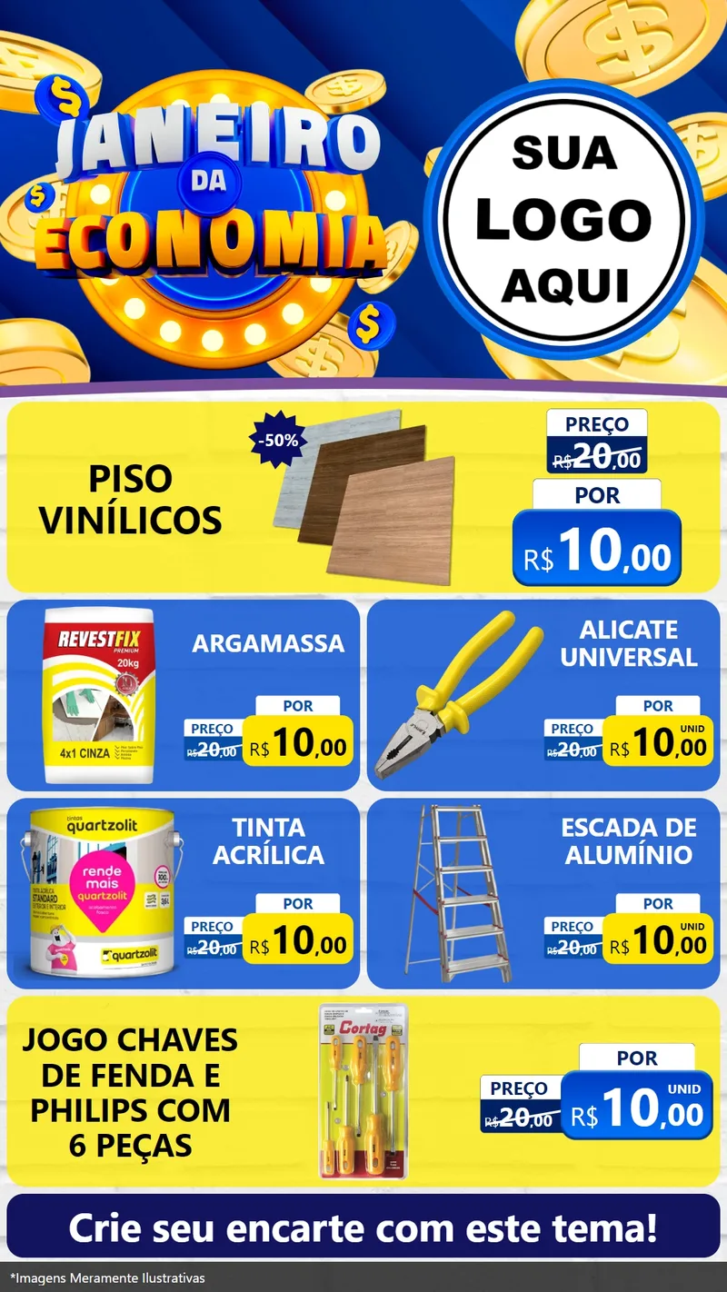 Modelo de TV para TV Vertical com o tema Janeiro da Economia para Material para Construção