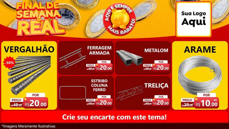 Modelo de TV para TV Horizontal com o tema Final de Semana do Real para Ferragens