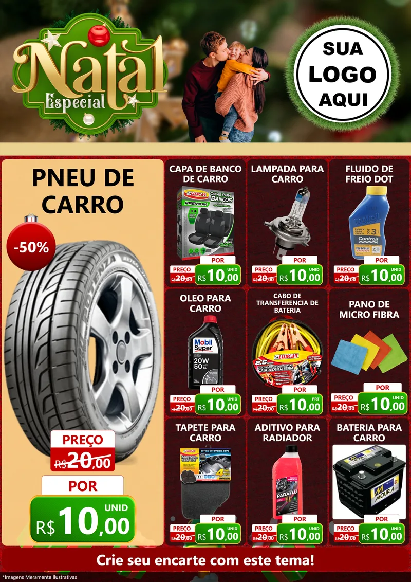 Modelo de Encarte para Encarte A4 Vertical com o tema Natal Especial para Auto peças