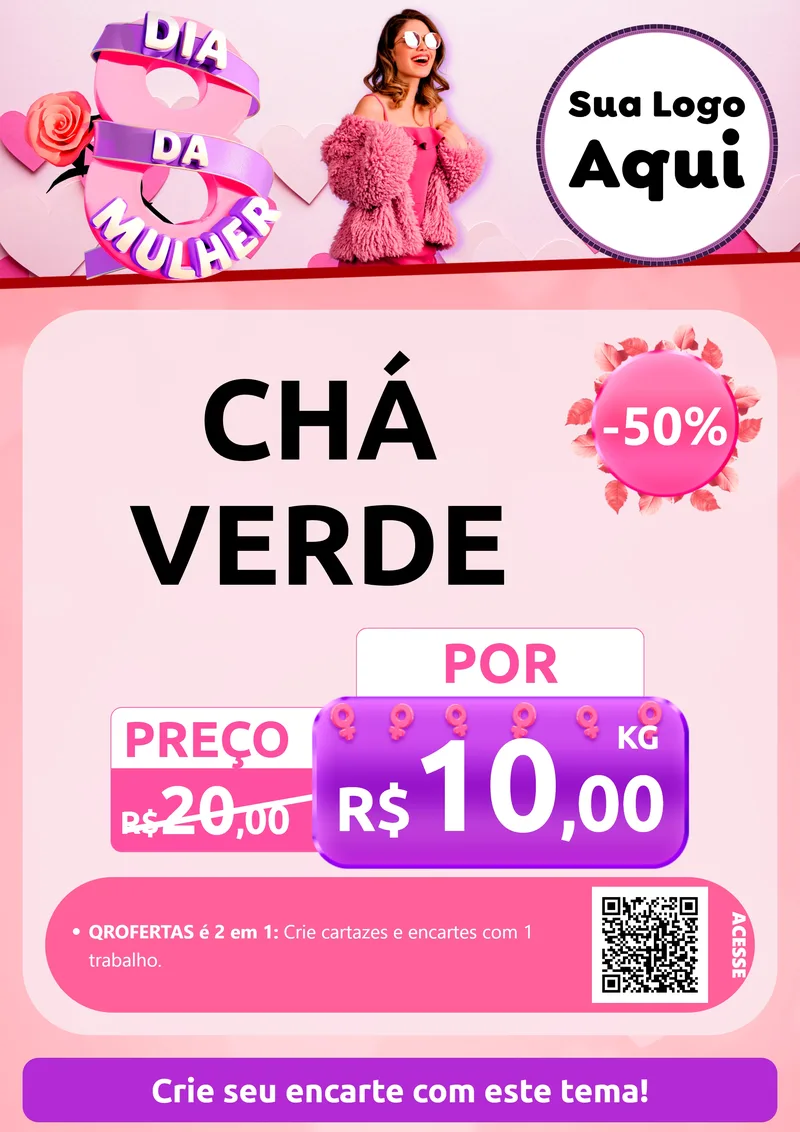 Modelo de Cartaz para Cartaz A4 Vertical com o tema Dia da Mulher para Produtos Naturais