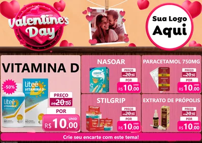 Modelo de Encarte para Encarte A4 Horizontal com o tema Valentine's Day para Farmácia