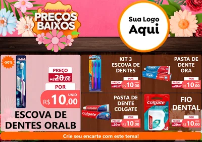 Modelo de Encarte para Encarte A4 Horizontal com o tema Primavera de Preços Baixos para Higiene Pessoal