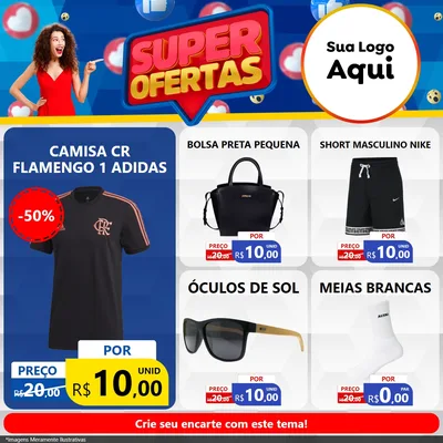Modelo de Rede Social para Feed Facebook com o tema Super Ofertas para Roupas e acessórios