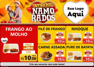 Modelo de Encarte para Encarte A4 Horizontal com o tema Arraiá dos Namorados para Restaurante