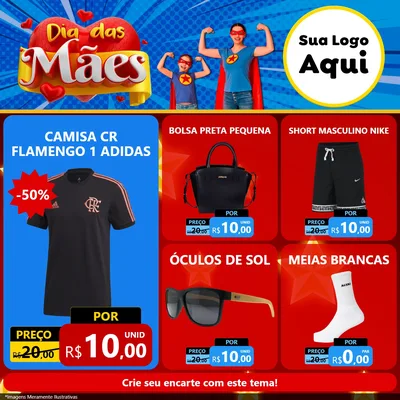Modelo de Rede Social para Feed Facebook com o tema Dia das Mães para Roupas e acessórios