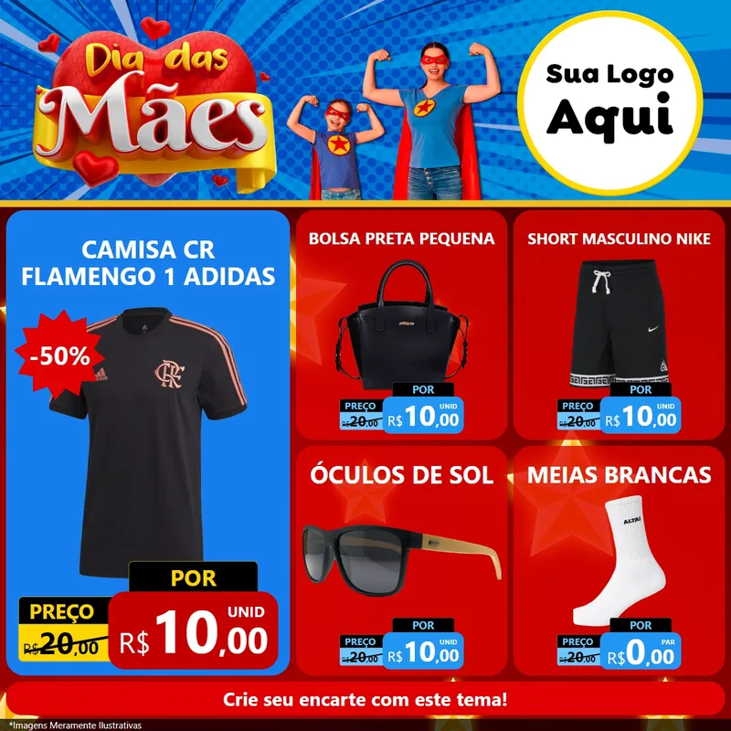 Modelo de Rede Social para Feed Facebook com o tema Dia das Mães para Roupas e acessórios