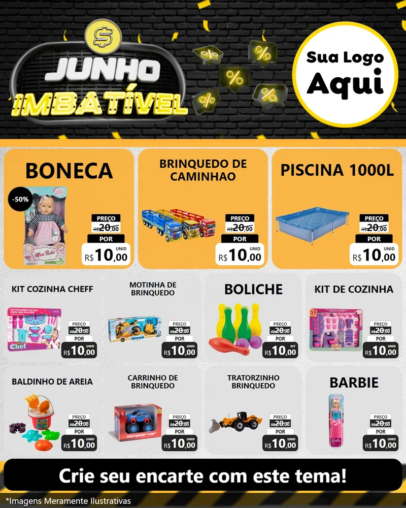 Modelo de Rede Social para Feed Instagram com o tema Junho Imbatível para Brinquedos